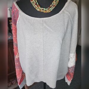 Freepeople Gray and Red Women's Sweater